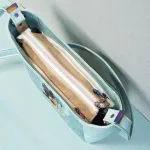 Ansicht einer Tasche von oben mit drei Reißverschlussfächern