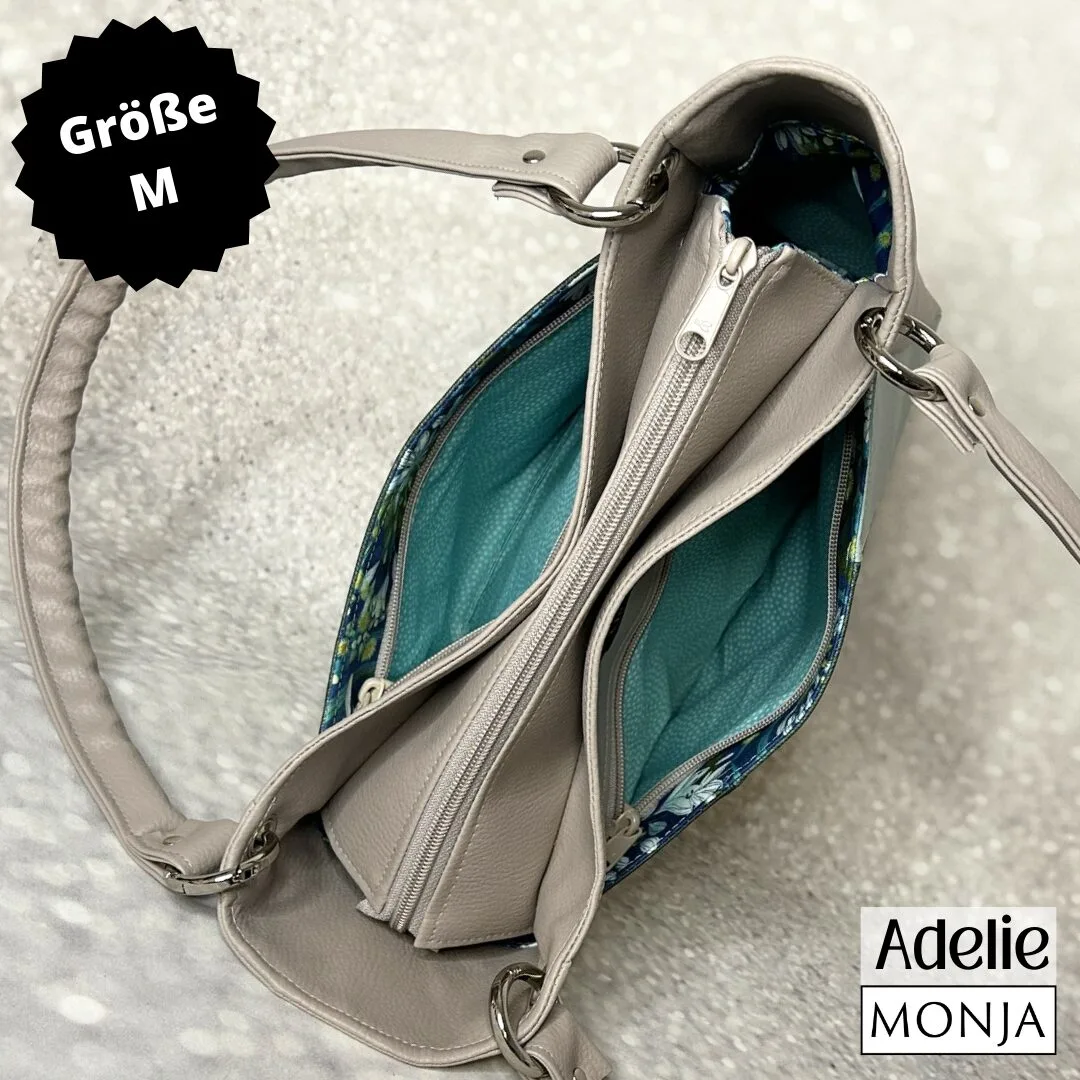 Tasche mit drei Reißverschlussfächern