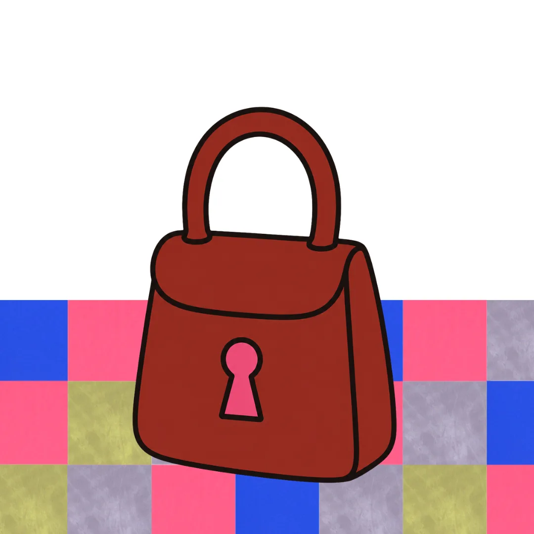 Grafik einer Tasche mit Klappe